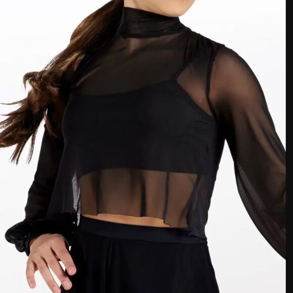 balera Dance Costume - Black Mesh Top and Flowy Shorts - Size Medium Adult - Picture 2 of 14